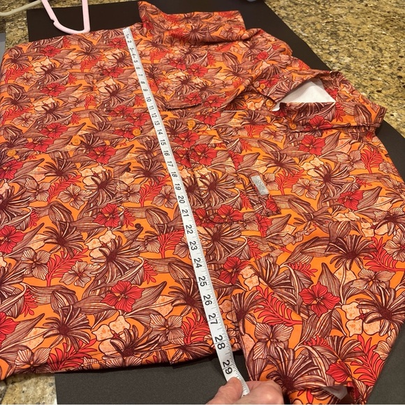 OCEAN COAST XXL MENS HAWAIIAN SHIRT ORANGE CORAL BUTTON DOWN SS POCKET - Picture 12 of 16